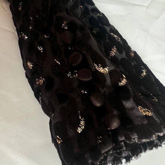 A.L.C. Ophelia Black Velvet Print Sheer Blouse  Top in Carob Metallic,Size 6 NWT - Picture 11 of 16